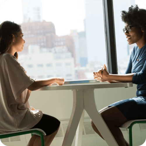 Two people having a discussion